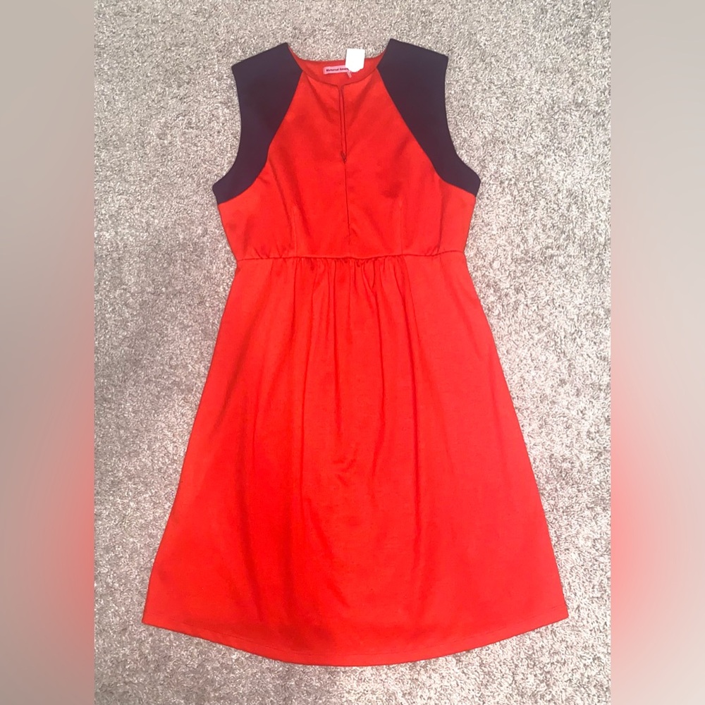 NEW MATERNAL AMERICA Red Colorblock Ponte Shift MATERNITY Sleeveless Dress S